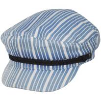 Striped Cotton Fiddler Cap - Denim Blue