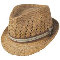Papakolea Hand Crocheted Raffia Straw Fedora Hat
