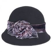 Silk Swirl Rose Wool Felt Cloche Hat