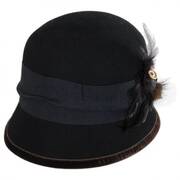 Zip Button Wool Cloche Hat