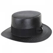 Keeneland Shantung Straw Skimmer Hat - Black