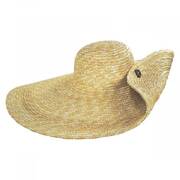 Side Button Braided Straw Swinger Hat