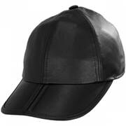 Split Bill Earflap Leather Ball Cap - Black