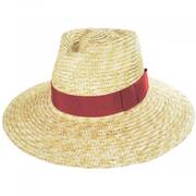 Joanna Wheat Straw Fedora Hat - Natural/Red