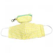 Filter Pocket Cotton Face Cover + Pouch - Yellow Gingham