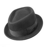 Wool Felt Diamond Crown Fedora Hat - Black