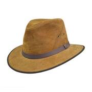 Nubuck Leather Safari Fedora Hat - Chestnut