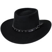 Black Hawk Crushable Wool Felt Gambler Cowboy Hat - Black