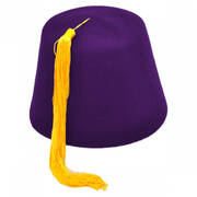 Purple Wool Fez with Gold Tassel