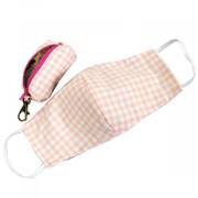 Filter Pocket Cotton Face Cover + Pouch - Pink Gingham