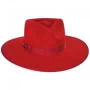 Wool Felt Rancher Fedora Hat - Red