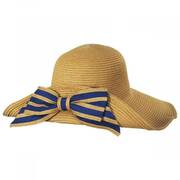 Striped Bow Off Face Toyo Straw Sun Hat
