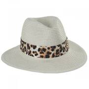 Gabon Leopard Scarf Toyo Straw Fedora Hat