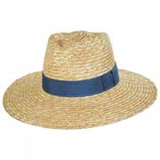 Joanna Wheat Straw Fedora Hat - Tan/Blue