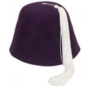 Purple Wool Fez with White Tassel