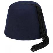 Navy Blue Wool Fez with Black Tassel