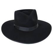 Wool Felt Rancher Fedora Hat - Black