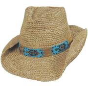 Mazatlan Crochet Raffia Straw Western Hat