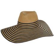 Striped Wide Brim Toyo Straw Fedora Hat