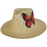 New Day Butterfly Wheat Straw Fedora Hat