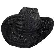 Houston Rush Straw Cowboy Hat - Black