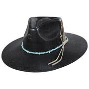 Midnight Toker Shantung Straw Wide Brim Fedora Hat