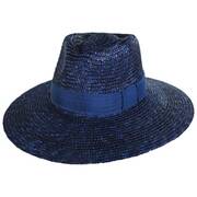 Joanna Wheat Straw Fedora Hat - Blue
