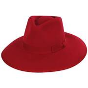 Jo Wool Felt Rancher Fedora Hat - Red