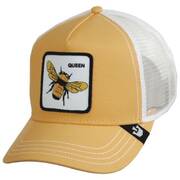 Queen Bee Mesh Trucker Snapback Baseball Cap - White