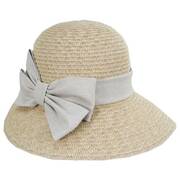 Toyo Straw Linen Bow Cloche Hat