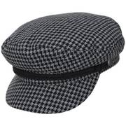 Houndstooth Tweed Fabric Fiddler Cap - Gray/Black
