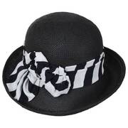 Stripe Rosette Toyo Straw Cloche Hat
