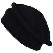 Pointelle Cotton Knit Topper Beanie Hat