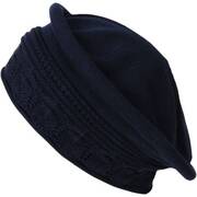 Pointelle Cotton Knit Topper Beanie Hat