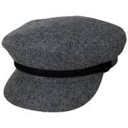 Wool Blend Tweed Fiddler Cap - Gray/Black