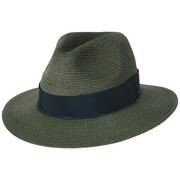 Mullan Toyo Straw Blend Safari Fedora Hat - Green