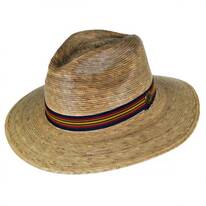 Striped Band Explorer Palm Straw Fedora Hat