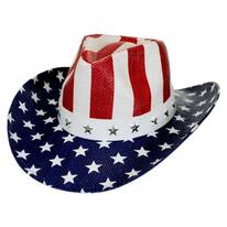 USA Flag Toyo Straw Western Hat
