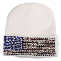 USA Flag Stud Knit Beanie Hat