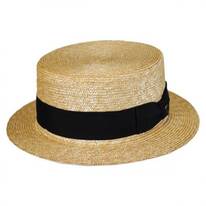 B2B Jaxon Black Band Wheat Straw Skimmer Hat
