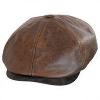 Six-Panel Leather Newsboy Cap