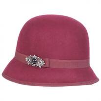 Brooch Wool Felt Cloche Hat