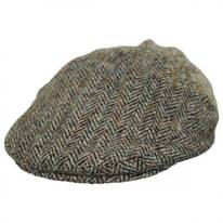Stornoway Harris Tweed Wool Herringbone Flat Cap - Oatmeal