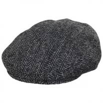 Stornoway Harris Tweed Wool Herringbone Flat Cap - Gray
