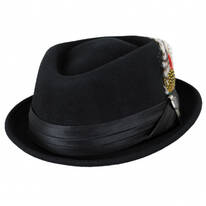 Stout Wool Felt Diamond Crown Fedora Hat - Black