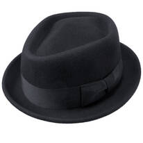 B2B Jaxon Wool Felt Diamond Crown Fedora Hat - Black