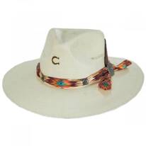Tribal Shantung Straw Fedora Hat