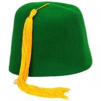 Green Wool Fez with Gold Tassel