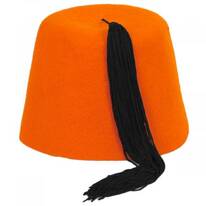 Orange Wool Fez with Black Tassel