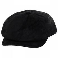B2B Jaxon Hats Leather Newsboy Cap - Black